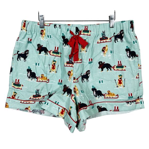 Lands' End Pants - Lands End Christmas Dogs and Cats Shorts Sage - L